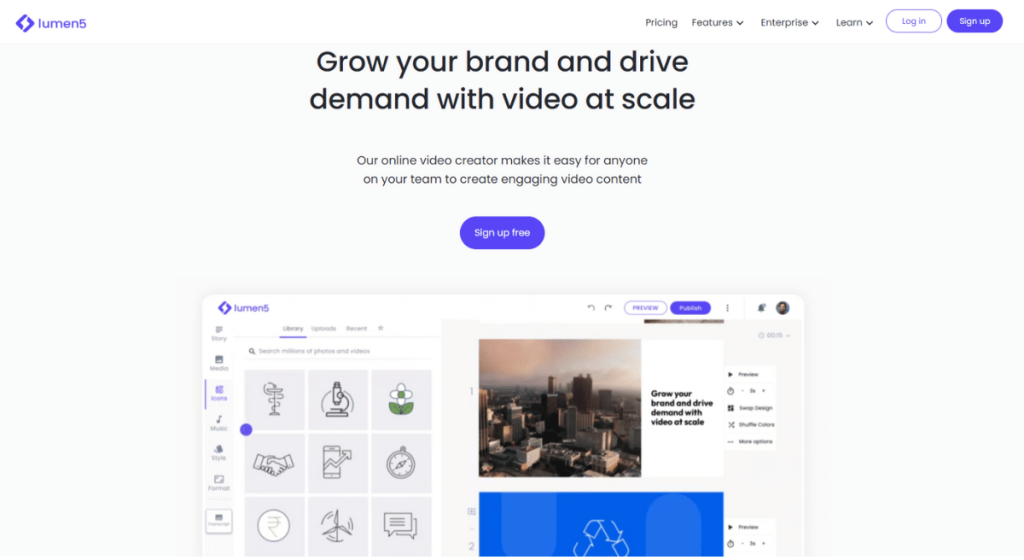 Lumen5 Homepage