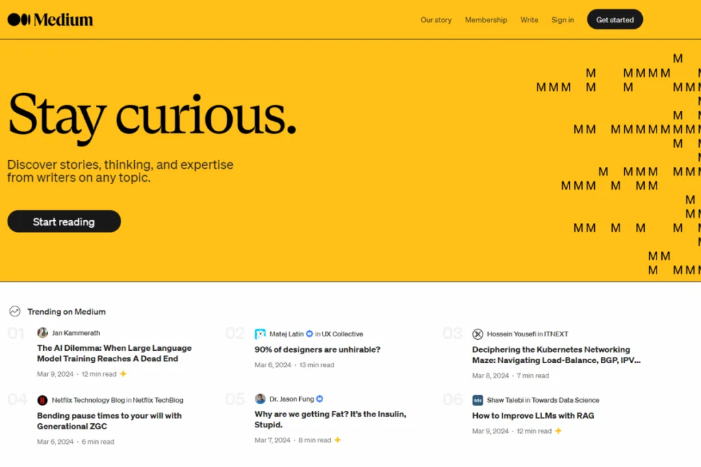 Medium Homepage