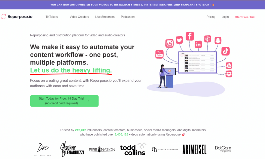 Repurpose.io Homepage