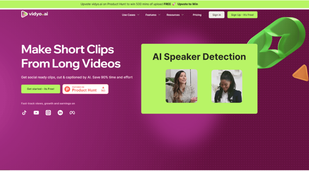 vidyo.ai Homepage