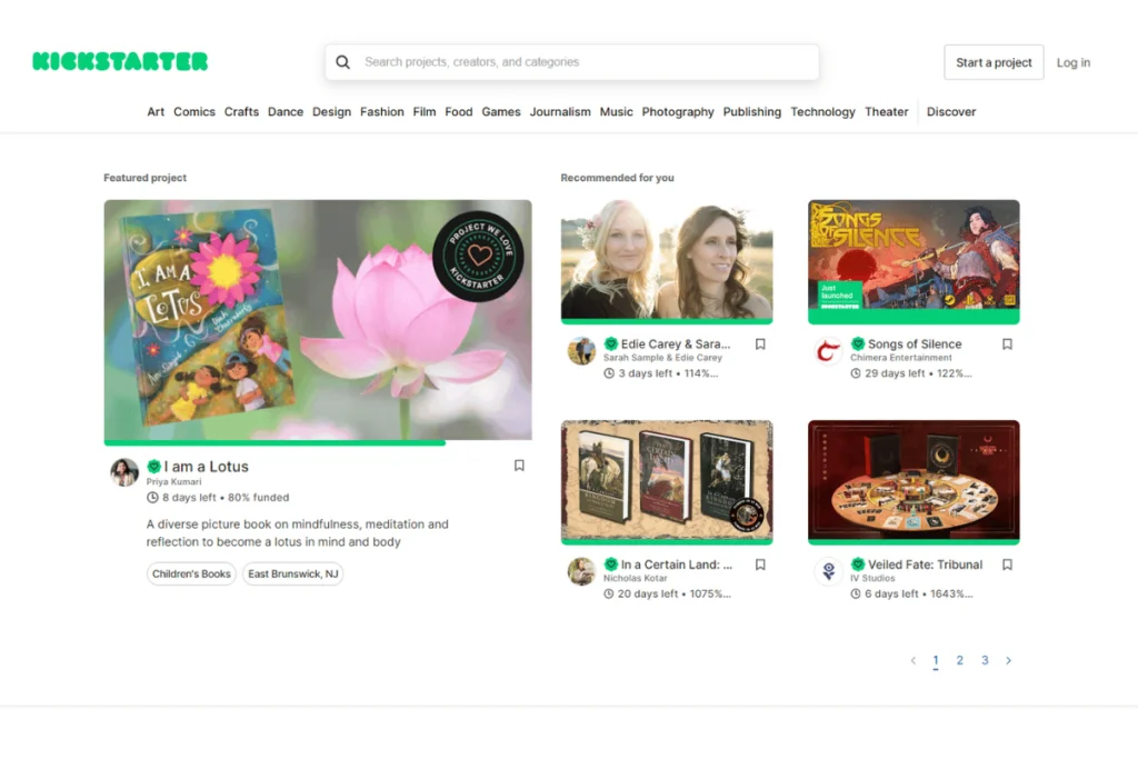Kickstarter Homepage
