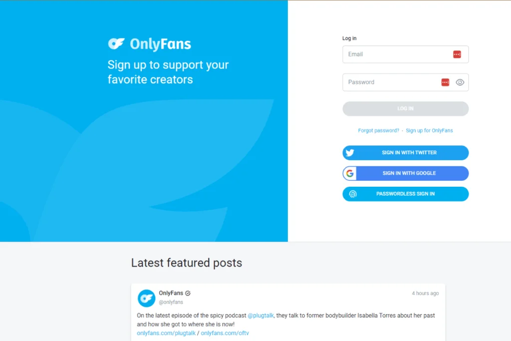 OnlyFans Homepage