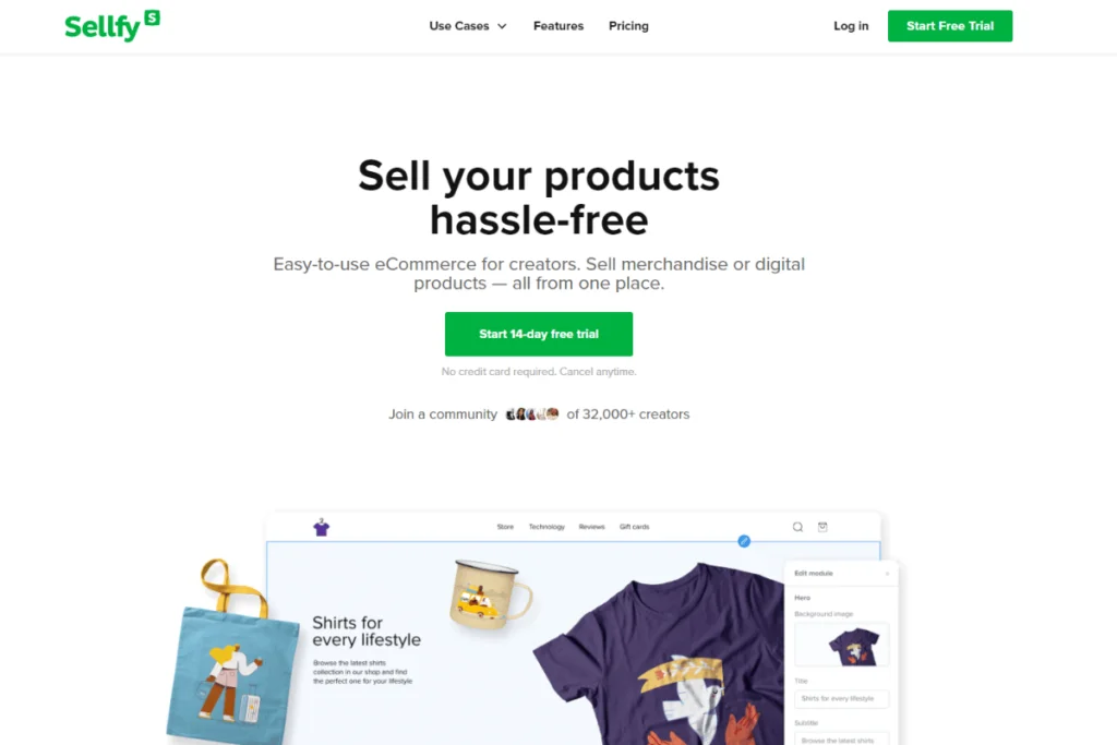 Sellfy Homepage