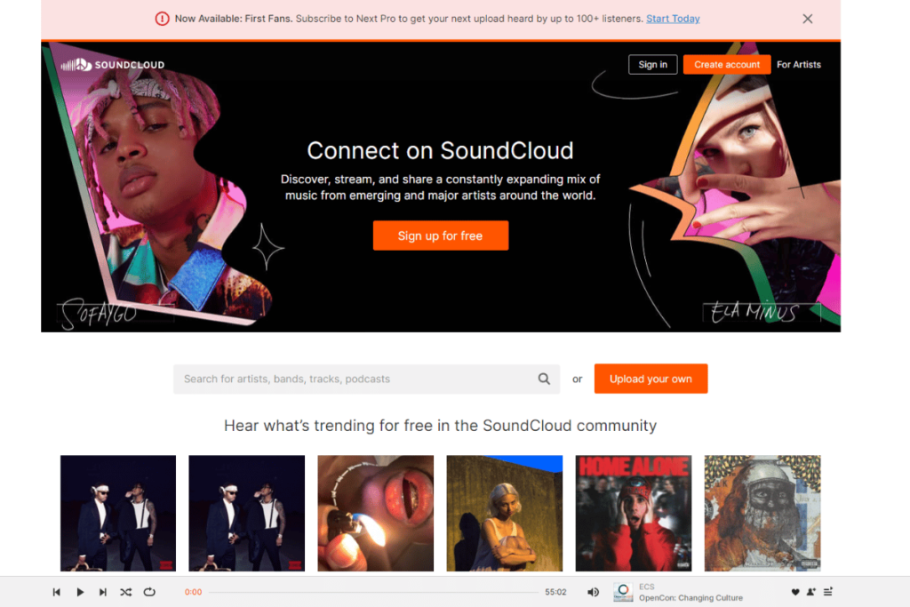 SoundCloud Homepage