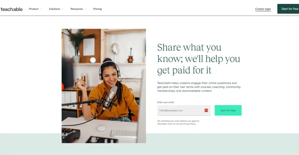 Teachable Homepage