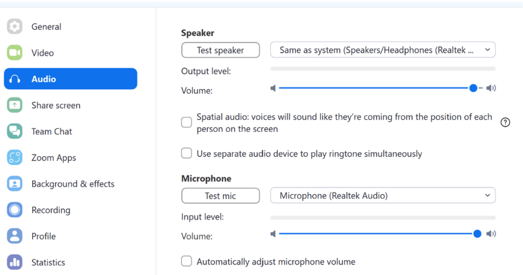 Settings menu for sound settings in the app: adjust volume, choose sound effects, and customize audio preferences.