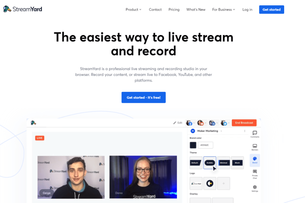 StreamYard Homepage