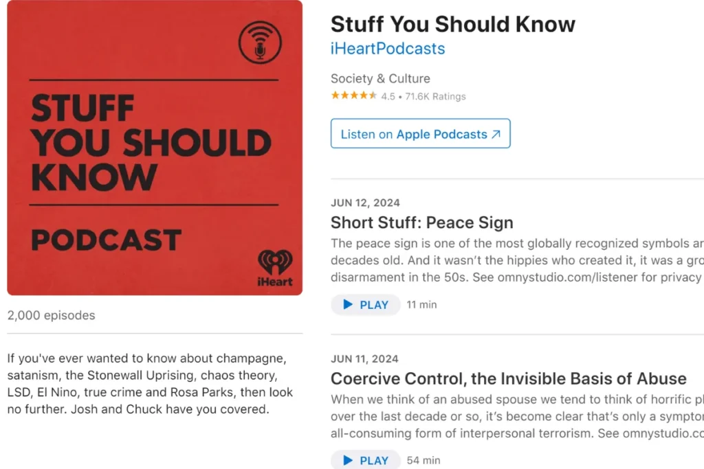 Stuff You Should Know on iTunes.