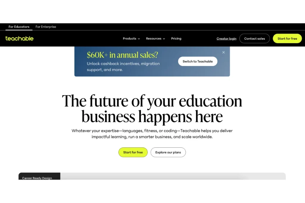 Teachable Homepage