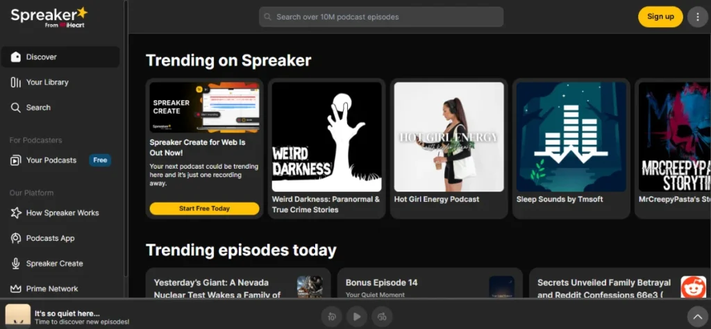 Spreaker Homepage