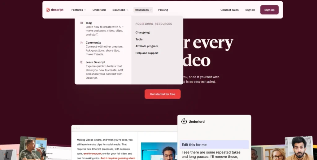 Descript Homepage